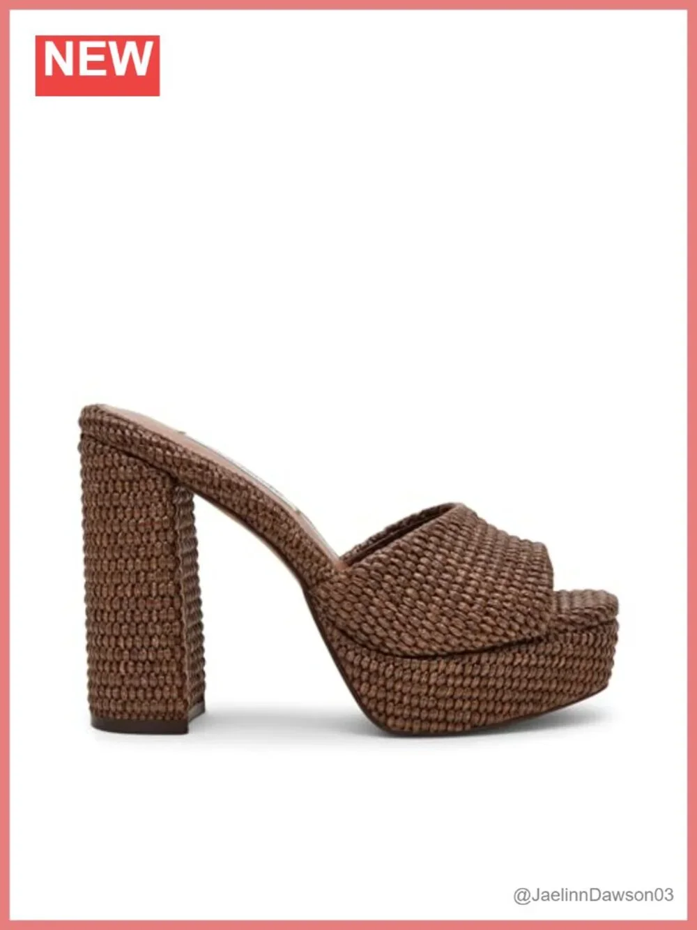 Steve Madden Joel Heeled Sandal - Brown Raffia Platform Block Heel Ankle Strap